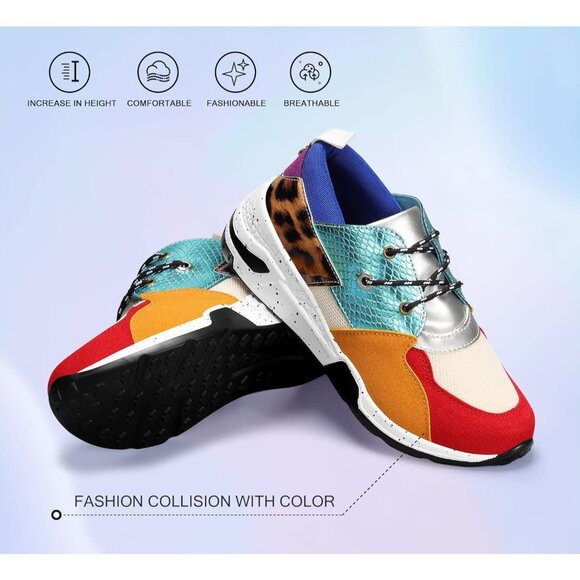 🆕 Women Red High Heel Wedge Sneakers Fashion Cliff Platform Retro Lace Up Shoes - Picture 2 of 9